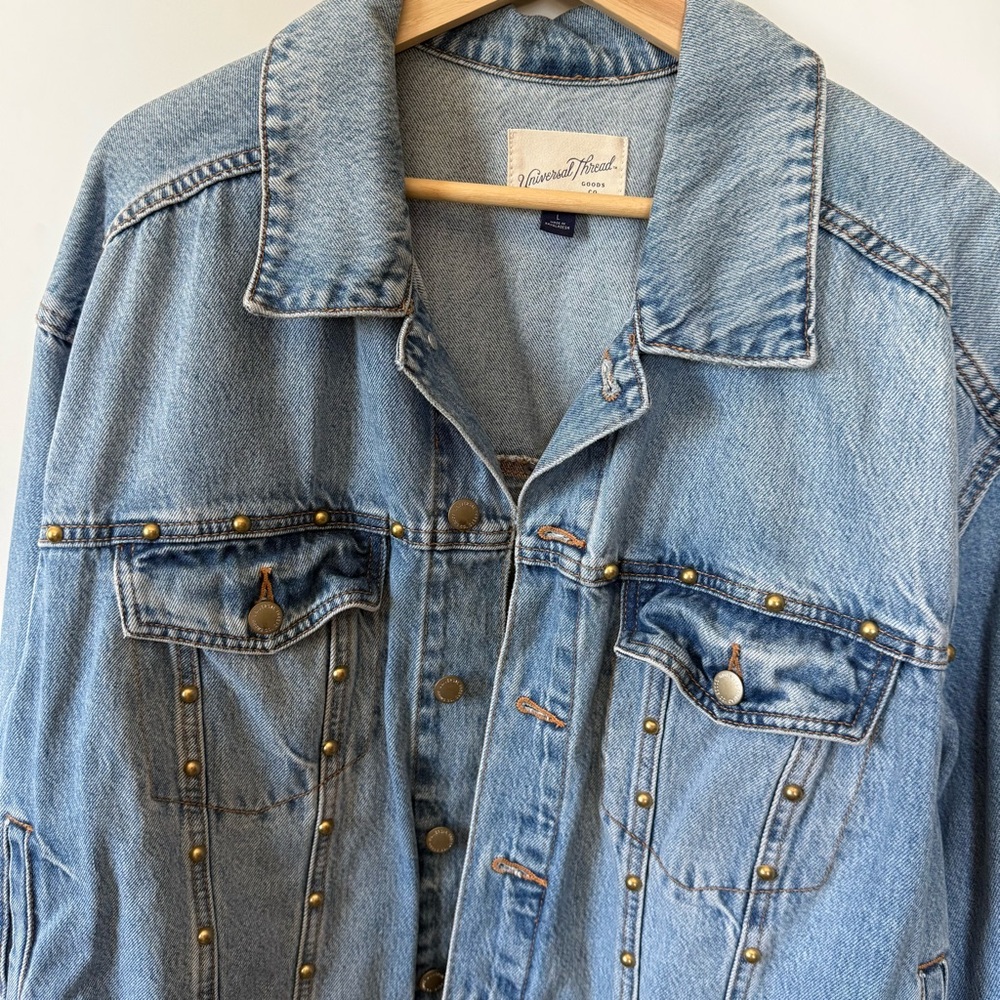 Universal Thread Studded Light Blue Denim Jacket - Picture 2 of 8